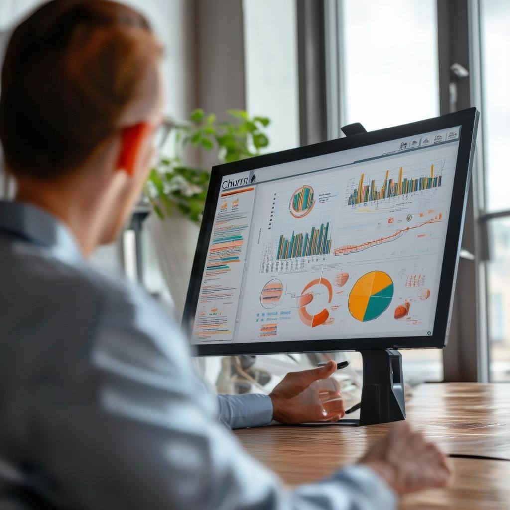 office reviewing chart of churn